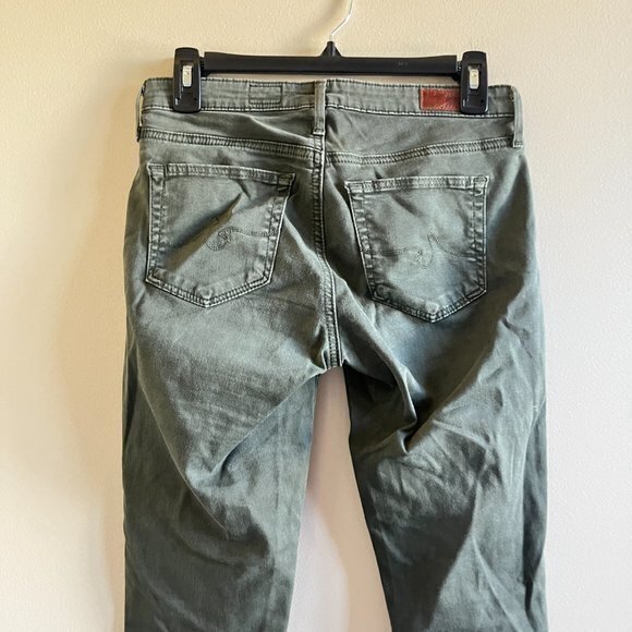 AG Abbey Mid Rise Super Skinny Ankle Sateen Jean in Dark Olive Army Green Sz 25R - Picture 6 of 8